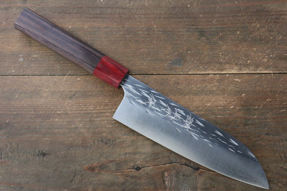 Yu Kurosaki Juhyo R2/SG2 Hammered Santoku 165mm Shitan (ferrule: Red Pakka wood) Handle - Seisuke Knife