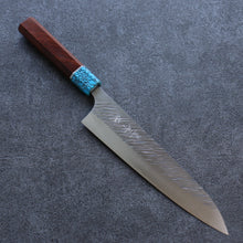  Yu Kurosaki Fujin SPG2 Hammered Gyuto  210mm Rosewood(ferrule: Turquoise with Ring) Handle - Seisuke Knife