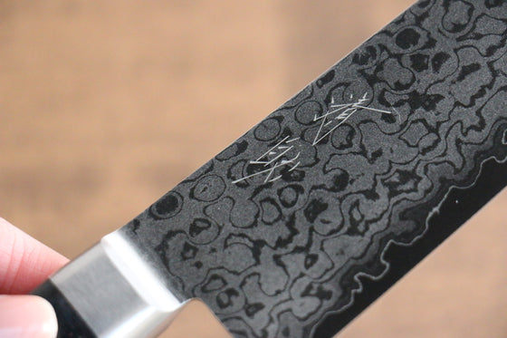Seisuke VG10 8 Layer Damascus Migaki Finished Santoku 165mm Black Pakka wood Handle - Seisuke Knife
