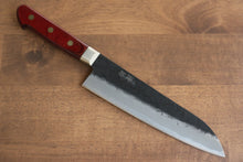  Seisuke Kuronashi Blue Super Nashiji Kurouchi Santoku  180mm Red Pakka wood Handle - Seisuke Knife