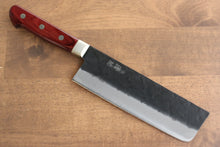  Seisuke Kuronashi Blue Super Nashiji Kurouchi Nakiri 165mm Red Pakka wood Handle - Seisuke Knife