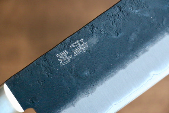 Seisuke Kuronashi Blue Super Nashiji Kurouchi Nakiri 165mm Red Pakka wood Handle - Seisuke Knife