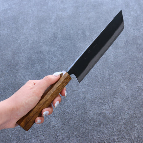 Kyohei Shindo Blue Steel Black Finished Nakiri 170mm Live oak Lacquered Handle - Seisuke Knife