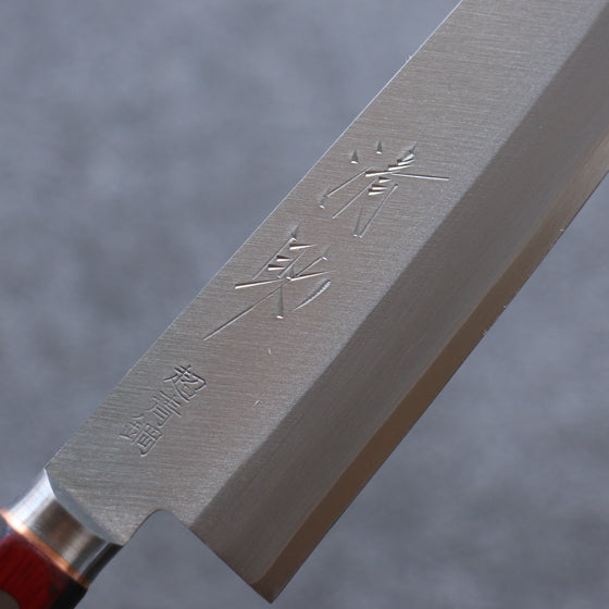 Seisuke Blue Super Migaki Finished Small Santoku 140mm Red and Black Pakka wood Handle - Seisuke Knife