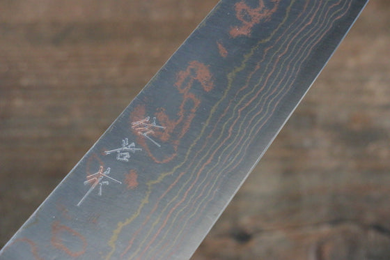 Takeshi Saji Blue Steel No.2 Colored Damascus Gyuto 210mm Gold Lacquered Handle - Seisuke Knife
