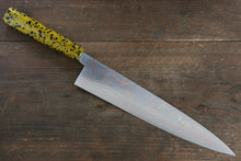  Takeshi Saji Blue Steel No.2 Colored Damascus Gyuto Japanese Knife 240mm Gold Lacquered Handle - Seisuke Knife