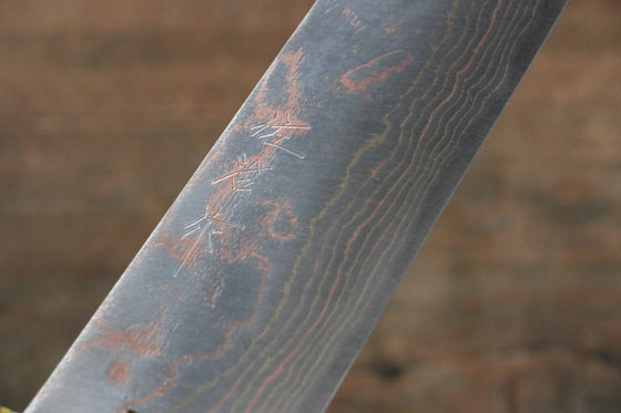 Takeshi Saji Blue Steel No.2 Colored Damascus Gyuto 240mm Gold Lacquered Handle - Seisuke Knife