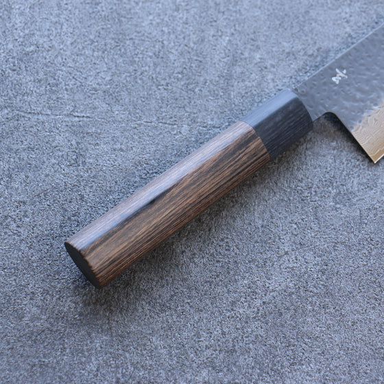Shizu Gen VG10 Hammered Black Finished Gyuto 240mm Brown Pakka wood Handle - Seisuke Knife