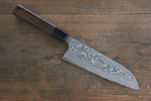  Takeshi Saji VG10 Black Damascus Santoku 165mm Shitan Handle - Seisuke Knife
