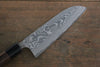 Takeshi Saji VG10 Black Damascus Santoku  165mm Shitan Handle - Seisuke Knife