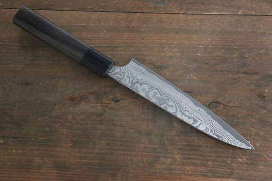 Takeshi Saji VG10 Black Damascus Petty-Utility  150mm Shitan Handle - Seisuke Knife