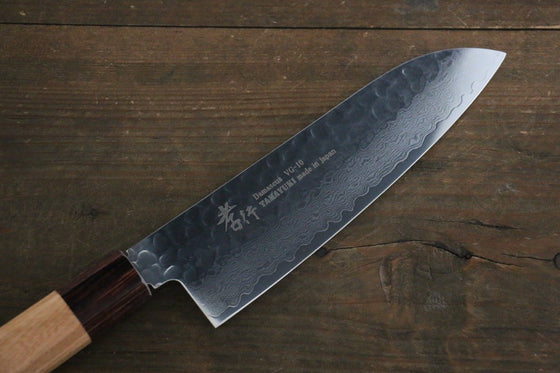 Sakai Takayuki VG10 33 Layer Damascus Santoku Knife 170mm with Keyaki Elm Handle - Seisuke Knife
