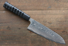  Takeshi Saji VG10 Black Damascus Santoku 175mm Cashew paint (Black) Handle - Seisuke Knife