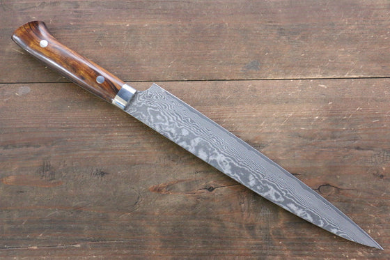 Takeshi Saji R2/SG2 Black Damascus Sujihiki  240mm Ironwood Handle - Seisuke Knife