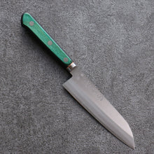  Sakai Kikumori Blue Steel No.1 Small Santoku Japanese Knife 140mm Green Pakka wood Handle - Seisuke Knife