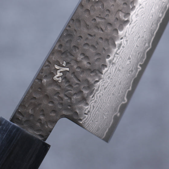 Shizu Gen VG10 Hammered Black Finished Gyuto 210mm Brown Pakka wood Handle - Seisuke Knife