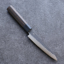  Shizu Gen VG10 Hammered Black Finished Petty-Utility 130mm Brown Pakka wood Handle - Seisuke Knife