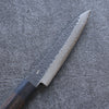 Shizu Gen VG10 Hammered Black Finished Petty-Utility 130mm Brown Pakka wood Handle - Seisuke Knife