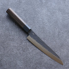  Shizu Gen VG10 Hammered Black Finished Petty-Utility 160mm Brown Pakka wood Handle - Seisuke Knife