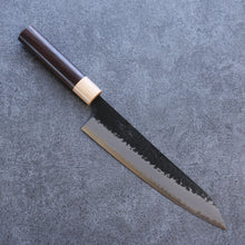  Seisuke Shitan Blue Super Hammered Kurouchi Gyuto 210mm Shitan Handle - Seisuke Knife