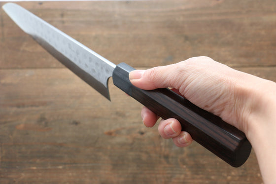 [Left Handed] Seisuke Blue Steel No.2 Hammered Damascus Gyuto Japanese Knife 240mm with Shitan Handle - Seisuke Knife