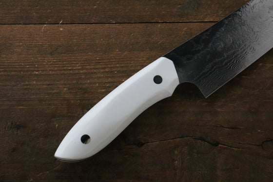 Takeshi Saji Coreless Mirrored Finish Gyuto  180mm Nomura White Stone Handle - Seisuke Knife