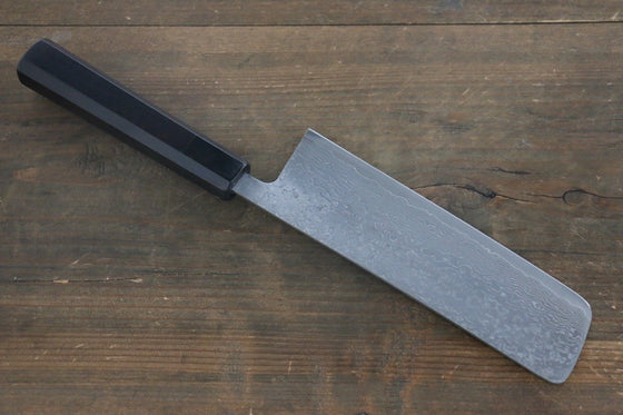 Shigeki Tanaka R2 Black Damascus Nakiri Japanese Chef Knife 165mm - Seisuke Knife