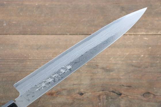 [Left Handed] Hideo Kitaoka White Steel No.2 Damascus Yanagiba Japanese Chef Knife 210mm - Seisuke Knife