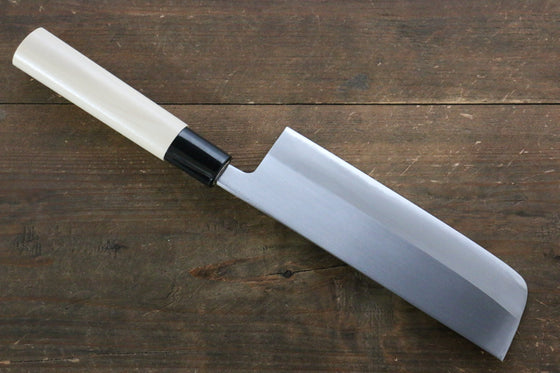 Kanetsune Blue Steel No.2 Migaki Finished Nakiri 165mm Magnolia Handle - Seisuke Knife