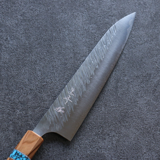 Yu Kurosaki Fujin SG2 Hammered Gyuto 210mm Olive tree(ferrule: Turquoise) Handle - Seisuke Knife