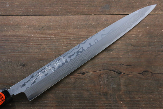 Shigeki Tanaka Blue Steel No.2 Damascus Yanagiba  270mm with Ebony Wood Handle - Seisuke Knife