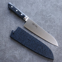  Seisuke Seiten Molybdenum Santoku 180mm Navy blue Pakka wood Handle with Sheath - Seisuke Knife