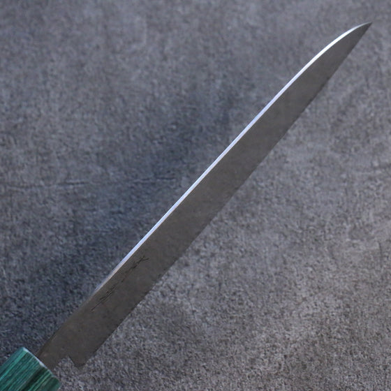 Seisuke AUS10 Mirror Crossed Santoku 180mm Shitan (ferrule: Green Pakka wood) Handle - Seisuke Knife