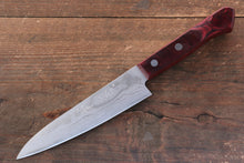  Nao Yamamoto VG10 Damascus Petty-Utility Japanese Knife 135mm with Red Pakkawood Handle - Seisuke Knife