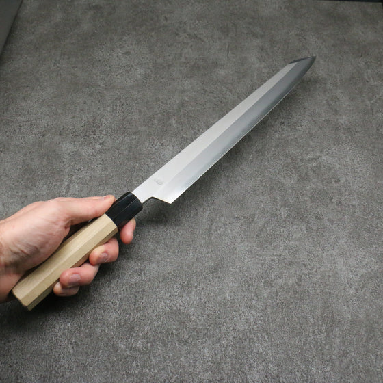 Kikuzuki Silver Steel No.3 Kasumitogi Kiritsuke Yanagiba 300mm Magnolia Handle - Seisuke Knife