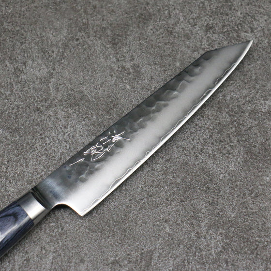Seisuke Aotsuchi AUS10 Hammered Kiritsuke Petty-Utility 145mm Navy blue Pakka wood Handle with Sheath - Seisuke Knife
