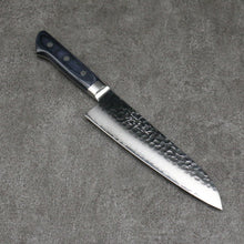  Seisuke Seiun VG10 33 Layer Damascus Santoku 180mm Navy blue Pakka wood Handle - Seisuke Knife