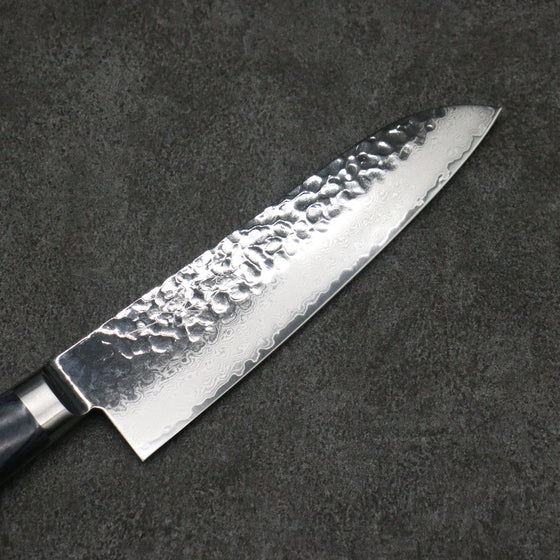 Seisuke Seiun VG10 33 Layer Damascus Santoku 180mm Navy blue Pakka wood Handle - Seisuke Knife
