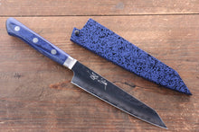  Seisuke Aotsuchi AUS10 Hammered Kiritsuke Petty-Utility 140mm Blue Pakka wood Handle with Sheath - Seisuke Knife