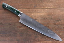  Takeshi Saji VG10 Diamond Finish Damascus Gyuto 240mm Green Micarta Handle - Seisuke Knife