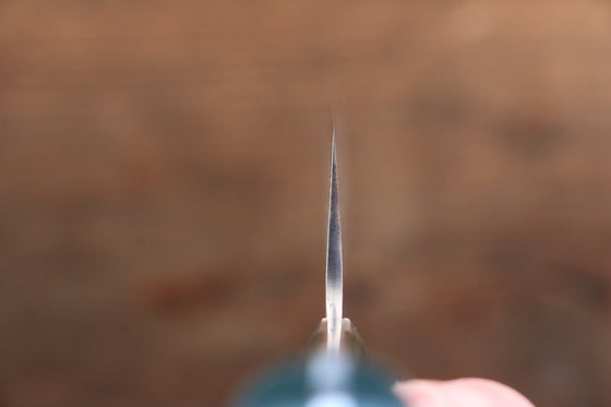 Takeshi Saji VG10 Diamond Finish Damascus Nakiri  165mm Green Micarta Handle - Seisuke Knife