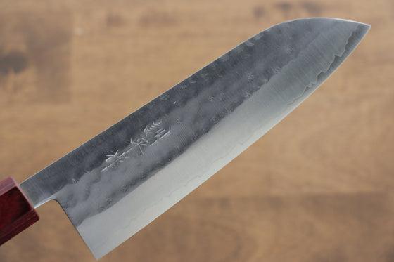 Kunihira VG1 Hammered Santoku 170mm with Shitan Handle and Red Pakkawood Ferrule - Seisuke Knife