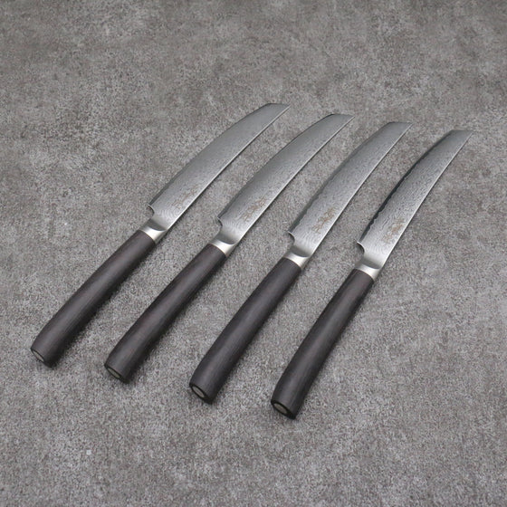 Shizu Set of 4 VG10 Damascus Steak 130mm Black Pakka wood Handle - Seisuke Knife