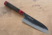  Makoto Kurosaki Kaen Coreless Mirrored Finish Damascus Santoku Japanese Knife 170mm Ebony Wood(With Double Red Pakka wood) Handle - Seisuke Knife