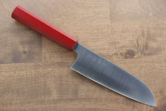 Makoto Kurosaki SPG2 Migaki Finished Santoku 170mm with Red Lacquered Handle - Seisuke Knife