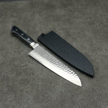  Seisuke Seiun VG10 33 Layer Damascus Santoku 180mm Navy blue Pakka wood Handle with Sheath - Seisuke Knife