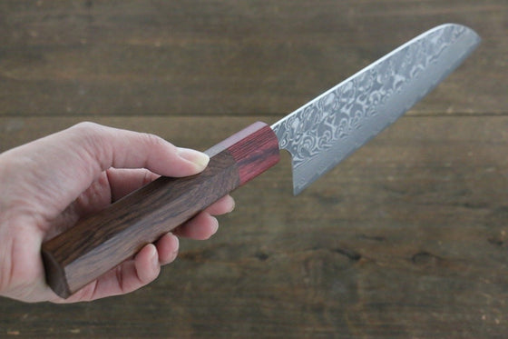 Yoshimi Kato R2/SG2 Damascus Santoku Japanese Chef Knife 170mm with Honduras Rosewood Handle - Seisuke Knife