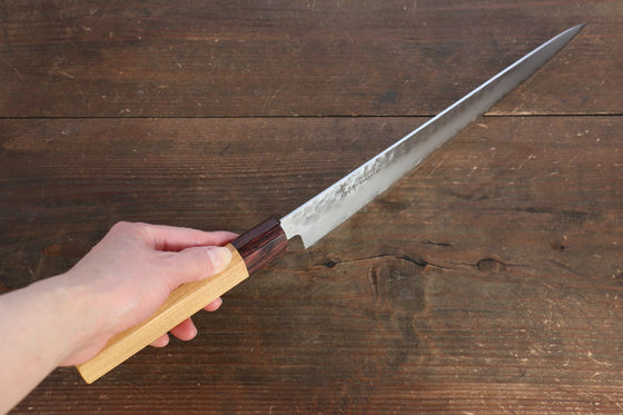 Sakai Takayuki VG10 33 Layer Damascus Sujihiki 240mm, Gyuto 240mm& Petty 150mm Japanese Chef Knife Set with Keyaki Elm Handle - Seisuke Knife