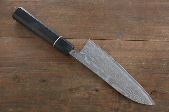 Shigeki Tanaka R2 Black Damascus Santoku Japanese Chef Knife 165mm - Seisuke Knife