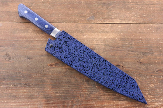 Seisuke Aotsuchi AUS10 Hammered Kiritsuke Santoku 195mm Blue Pakka wood Handle with Sheath - Seisuke Knife